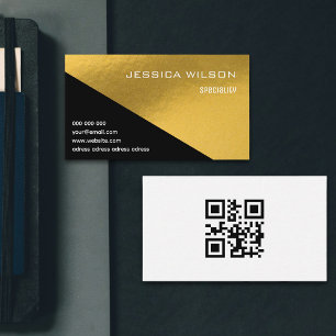 Eleganter QR-Code, schwarze Goldfolie Visitenkarte