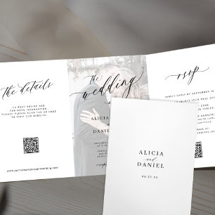 Eleganter QR-Code UAWG Foto Dreifach Gefaltete Einladung