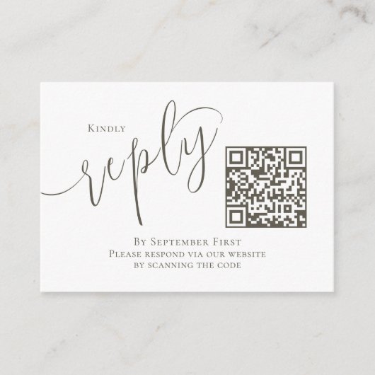 Eleganter QR Code UAWG Online Calligraphy Brown Begleitkarte (Vorderseite)