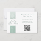 Eleganter QR Code UAWG Pale Green Monogram Wedding RSVP Karte (Vorderseite)