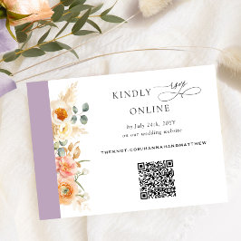 Eleganter QR Code UAWG Peach und Lavender Wedding Begleitkarte