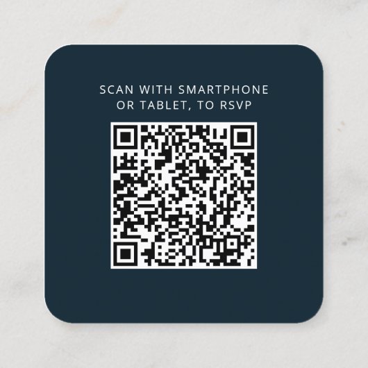 Eleganter QR Code Wedding Response RSVP Card Quadratische Visitenkarte (Rückseite)