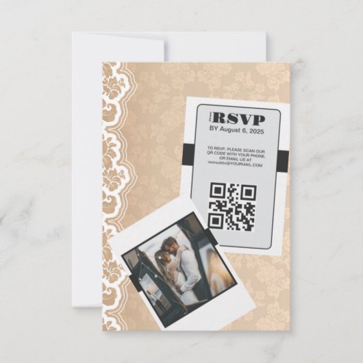 Eleganter QR Code Wedding RSVP Card (Vorderseite)