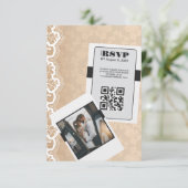 Eleganter QR Code Wedding RSVP Card (Stehend Vorderseite)
