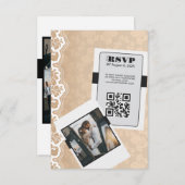 Eleganter QR Code Wedding RSVP Card (Vorne/Hinten)