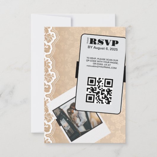 Eleganter QR Code Wedding RSVP Card (Vorderseite)