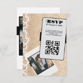 Eleganter QR Code Wedding RSVP Card (Vorne/Hinten)