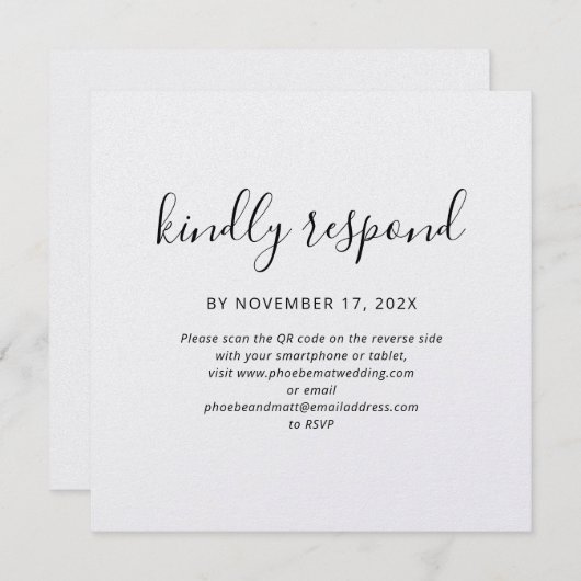 Eleganter QR Code Wedding RSVP Card (Vorne/Hinten)