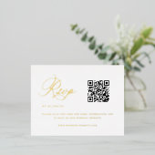 Eleganter QR Code Wedding RSVP Folie Einladungspostkarte (Stehend vorne)