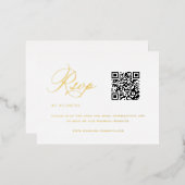 Eleganter QR Code Wedding RSVP Folie Einladungspostkarte (Vorderseite/Rückseite)