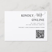 Eleganter QR Code Wedding RSVP Online, Script, Kra Begleitkarte (Vorderseite)