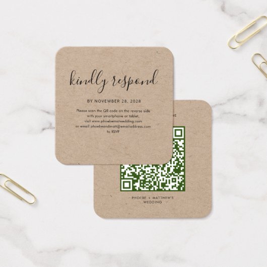 Eleganter QR Code Wedding Website RSVP Card (Büro)