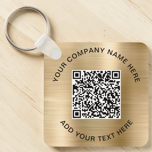 Eleganter QR Code WerbeGold Schlüsselanhänger