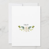 Eleganter QR Code White Blume Goldhochzeit Einladung (Rückseite)
