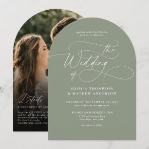 Eleganter QR-Code zur Hochzeitsarchitektur in Salb Einladung