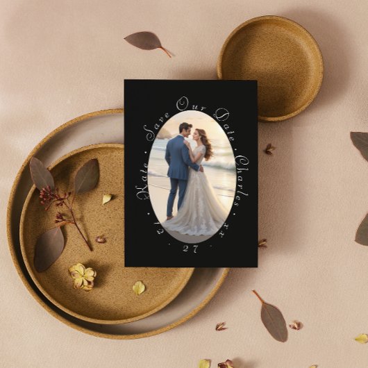 Eleganter QR-Foto-Code Save the Date Einladung