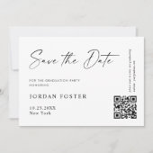 Eleganter QR-Foto für Minimalistischen Abschluss Save The Date (Vorderseite)