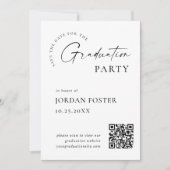 Eleganter QR-Foto für Minimalistischen Abschluss Save The Date (Vorderseite)