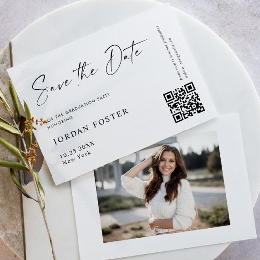 Eleganter QR-Foto für Minimalistischen Abschluss Save The Date