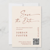 Eleganter QR-Foto für Minimalistischen Abschluss Save The Date (Vorderseite)