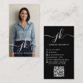 Eleganter QR-Foto für Monogram-Logos Visitenkarte (Vorne/Hinten)