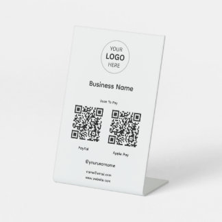 Eleganter QR-Zahlungsstand | Benutzerdefiniertes L Sockelschild