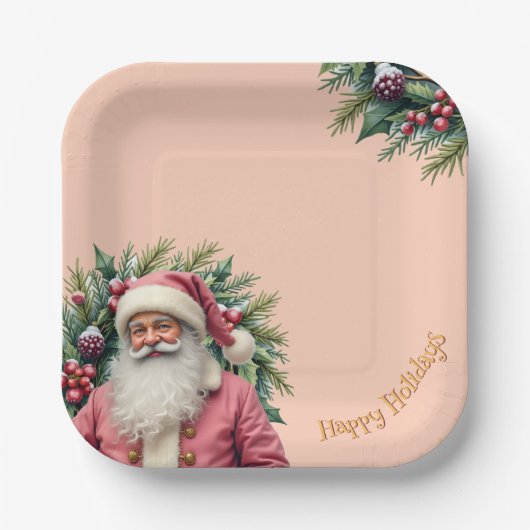 Eleganter quadratischer Weihnachtsdekor Pappteller (Vorderseite)