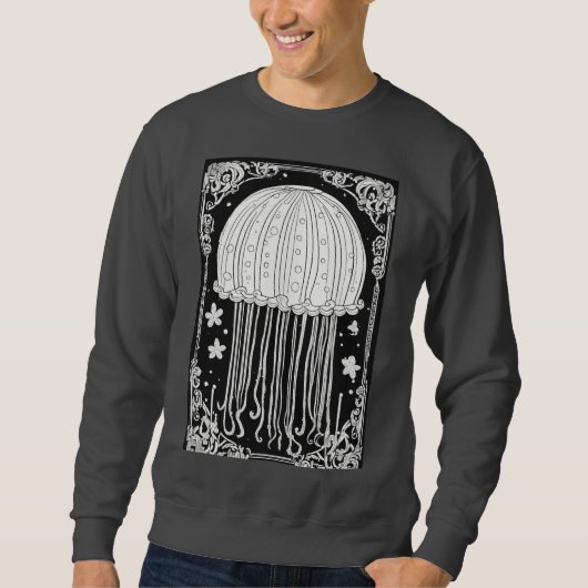 Eleganter Quallyfish auf Pale Black Paper T - Shir Sweatshirt (Vorderseite)