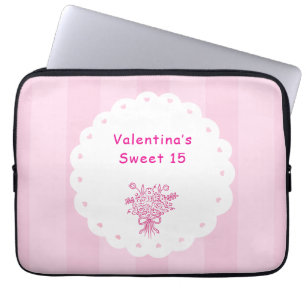 Eleganter Quinceañera-Blumenstrauß Rosa & Weiß Laptopschutzhülle