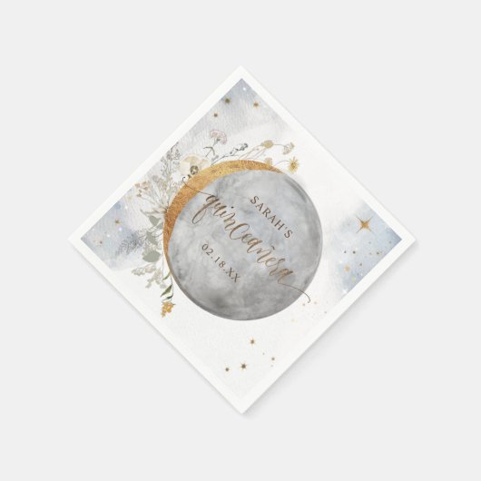 Eleganter Quinceñera Celestial Moon and Stars Serviette (Ecke)