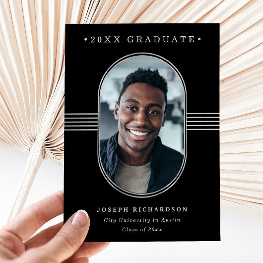 Eleganter Rahmen | Abschluss aus schwarzem und sil Ankündigung