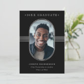 Eleganter Rahmen | Abschluss aus schwarzem und sil Ankündigung (Stehend Vorderseite)