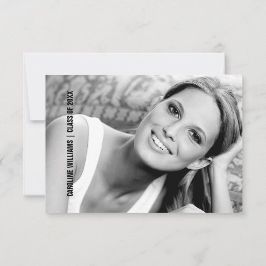 Eleganter Rahmen Abschluss Danke Fotokarte Ankündigung (Rückseite)