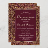 Eleganter Rahmen Confetti Gold Mandala Quinceñera Einladung (Vorne/Hinten)