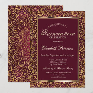 Eleganter Rahmen Confetti Gold Mandala Quinceñera Einladung