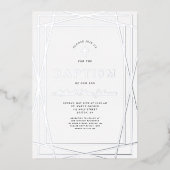 Eleganter Rahmen Dusty Blue Boy Taufe Silber Folieneinladung (Vorderseite)