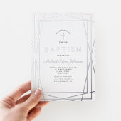 Eleganter Rahmen Dusty Blue Boy Taufe Silber Folieneinladung