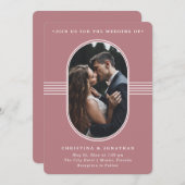 Eleganter Rahmen | Dusty Rose Foto Wedding Einladung (Vorne/Hinten)