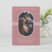 Eleganter Rahmen | Dusty Rose Foto Wedding Einladung (Stehend Vorderseite)