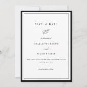 Eleganter Rahmen Foliage Leaf Save the Date Einladung (Vorderseite)