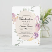 Eleganter Rahmen für Aquarellfarben und violette B Einladung (Stehend Vorderseite)