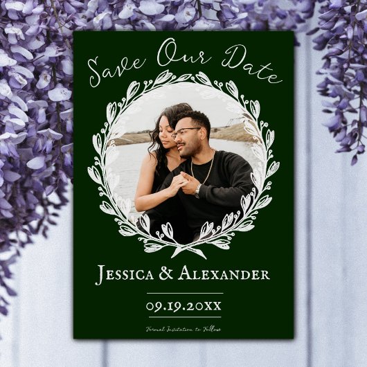 Eleganter Rahmen für das Foto Wreath | Smarald Gre Save The Date