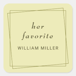 Eleganter Rahmen für die Himmelsgelbe Monogramm-Ho Quadratischer Aufkleber