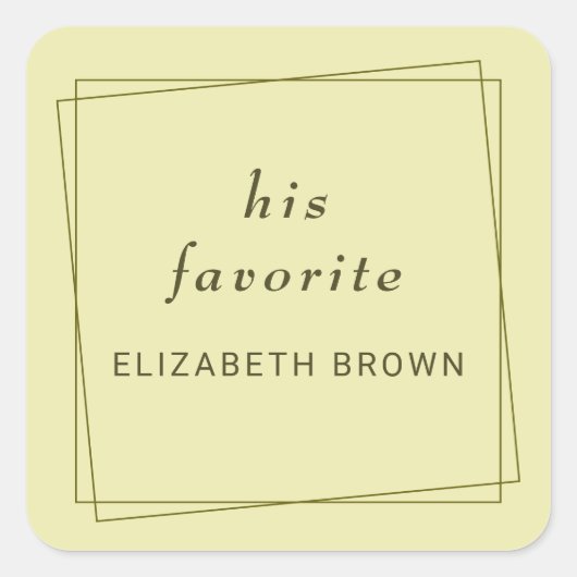 Eleganter Rahmen für die Himmelsgelbe Monogramm-Ho Quadratischer Aufkleber (Vorderseite)