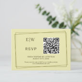 Eleganter Rahmen für die Himmelsgelbe Monogramm-Ho RSVP Karte (Stehend Vorderseite)