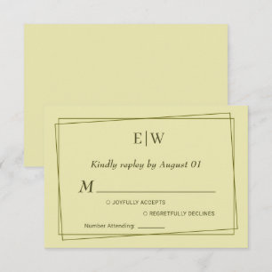 Eleganter Rahmen für die Himmelsgelbe Monogramm-Ho RSVP Karte