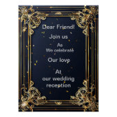 Eleganter Rahmen für Hochzeiten Poster (Vorderseite)