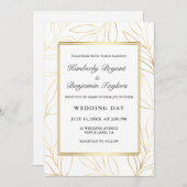 Eleganter Rahmen. Gold Luftfolie. Chic Wedding Einladung (Vorne/Hinten)