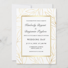 Eleganter Rahmen. Gold Luftfolie. Chic Wedding Einladung