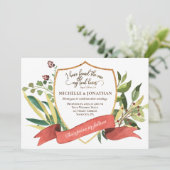 Eleganter Rahmen Greenery Christlich Wedding Einladung (Stehend Vorderseite)